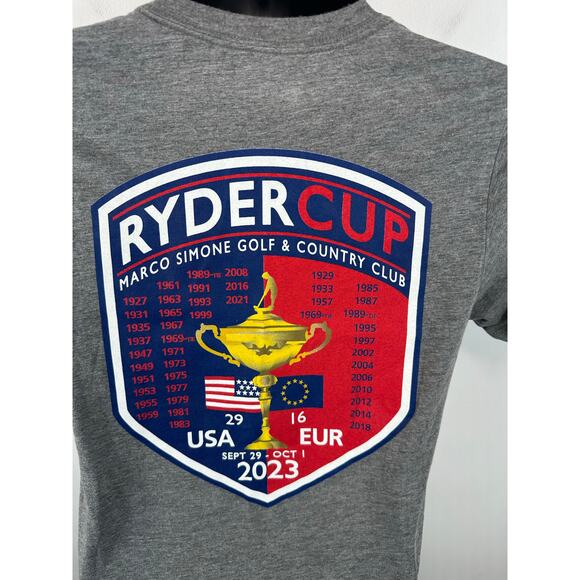 Ryder Cup 2023 Graphic Tee NEW Size Small Grey Marco Simone Rome, Italy - Picture 10 of 10